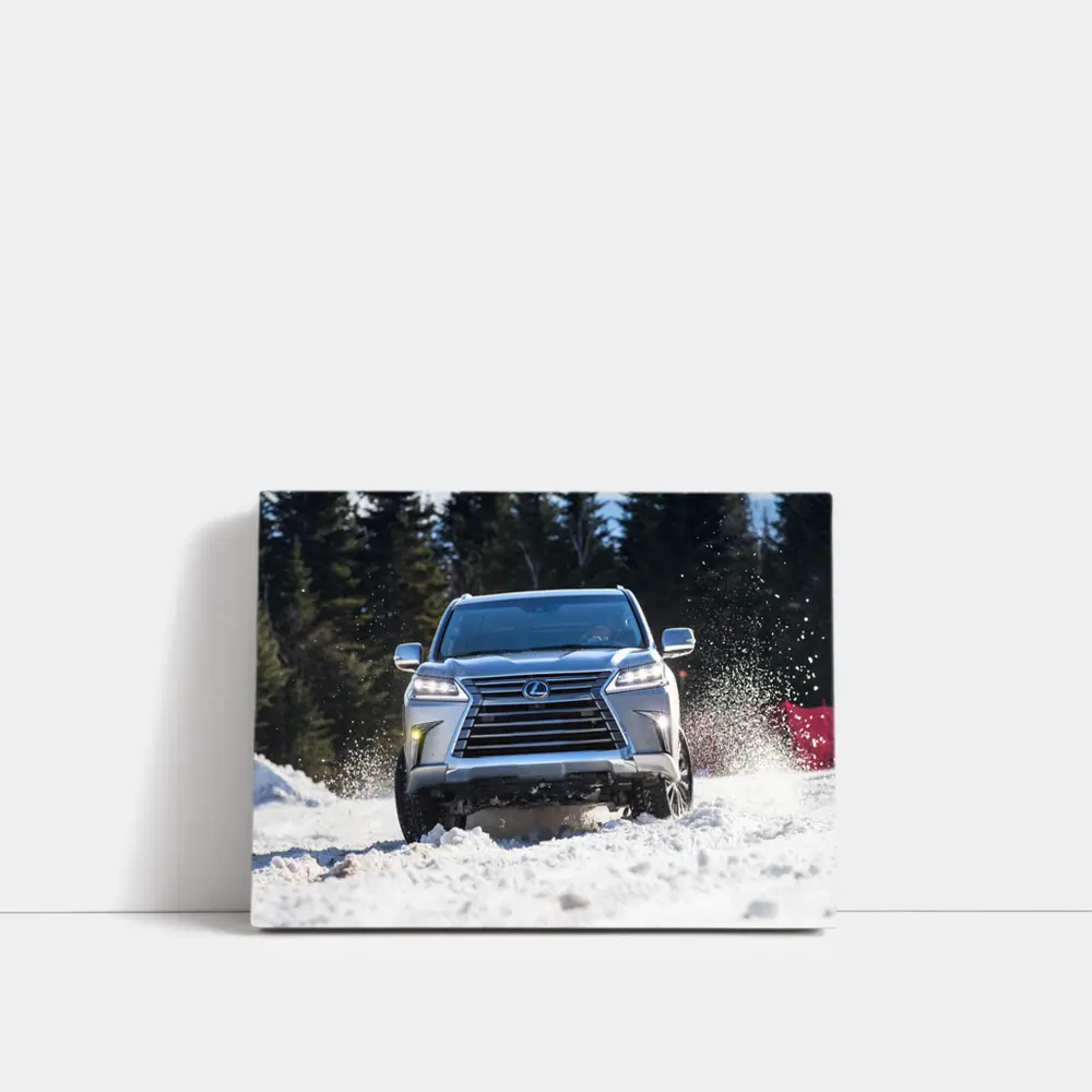 Lexus LX Silver SUV Driving Through Snowy Forest – Wall Art