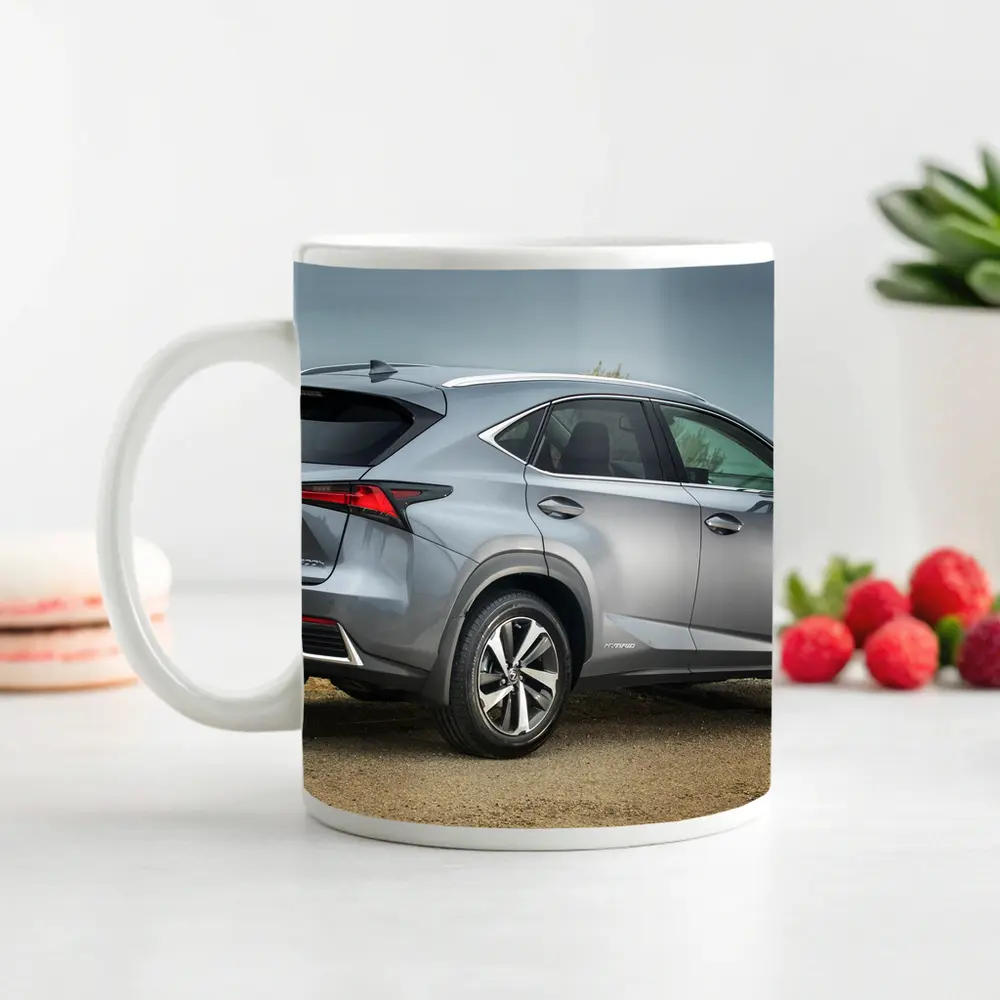 Lexus NX Hybrid Silver SUV Coastal Setting – Mugs