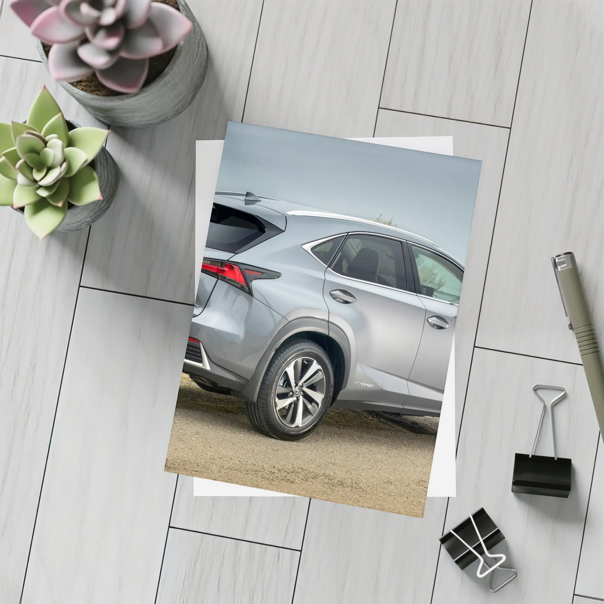 Lexus NX Hybrid Silver SUV Coastal Setting – Postcards