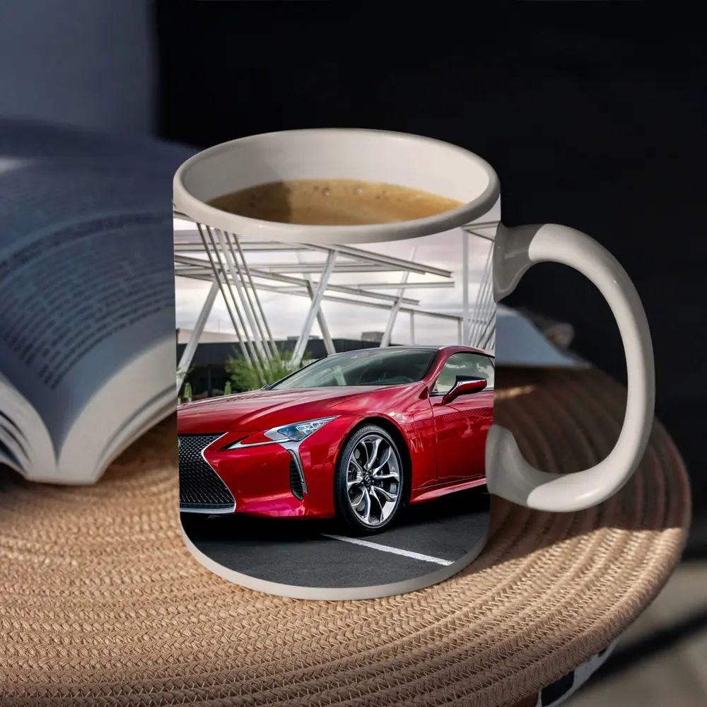 Lexus LC Red Coupe Urban Parking Lot – Mugs