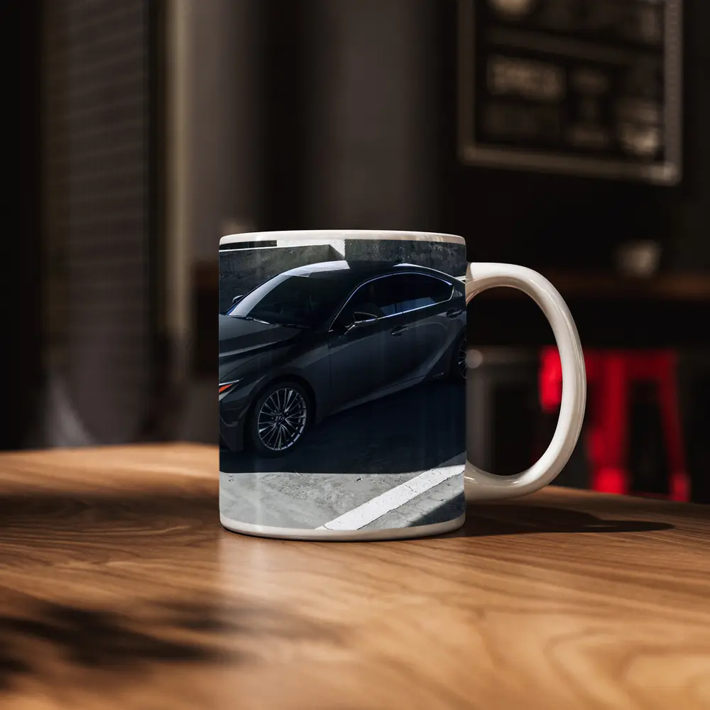 Lexus IS Sedan Parked Urban Concrete Setting – Mugs
