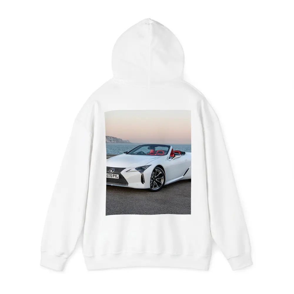 Lexus LC 500 Convertible White Coastal Setting – Hoodies
