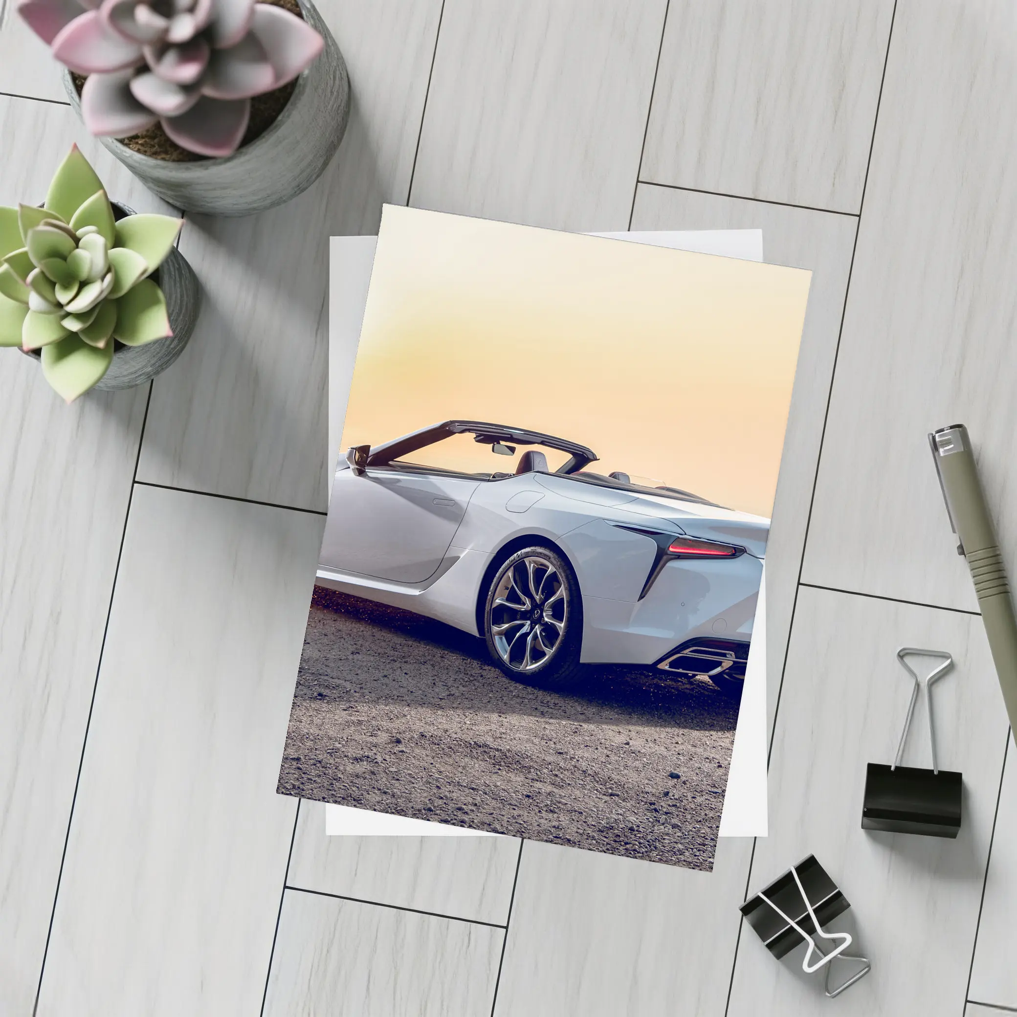 Lexus LC 500 Convertible Sunset Coastal View – Postcards