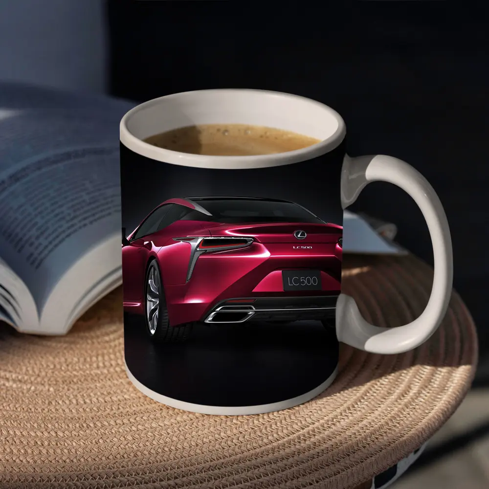 Lexus LC 500 Red Coupe Dark Background – Mugs