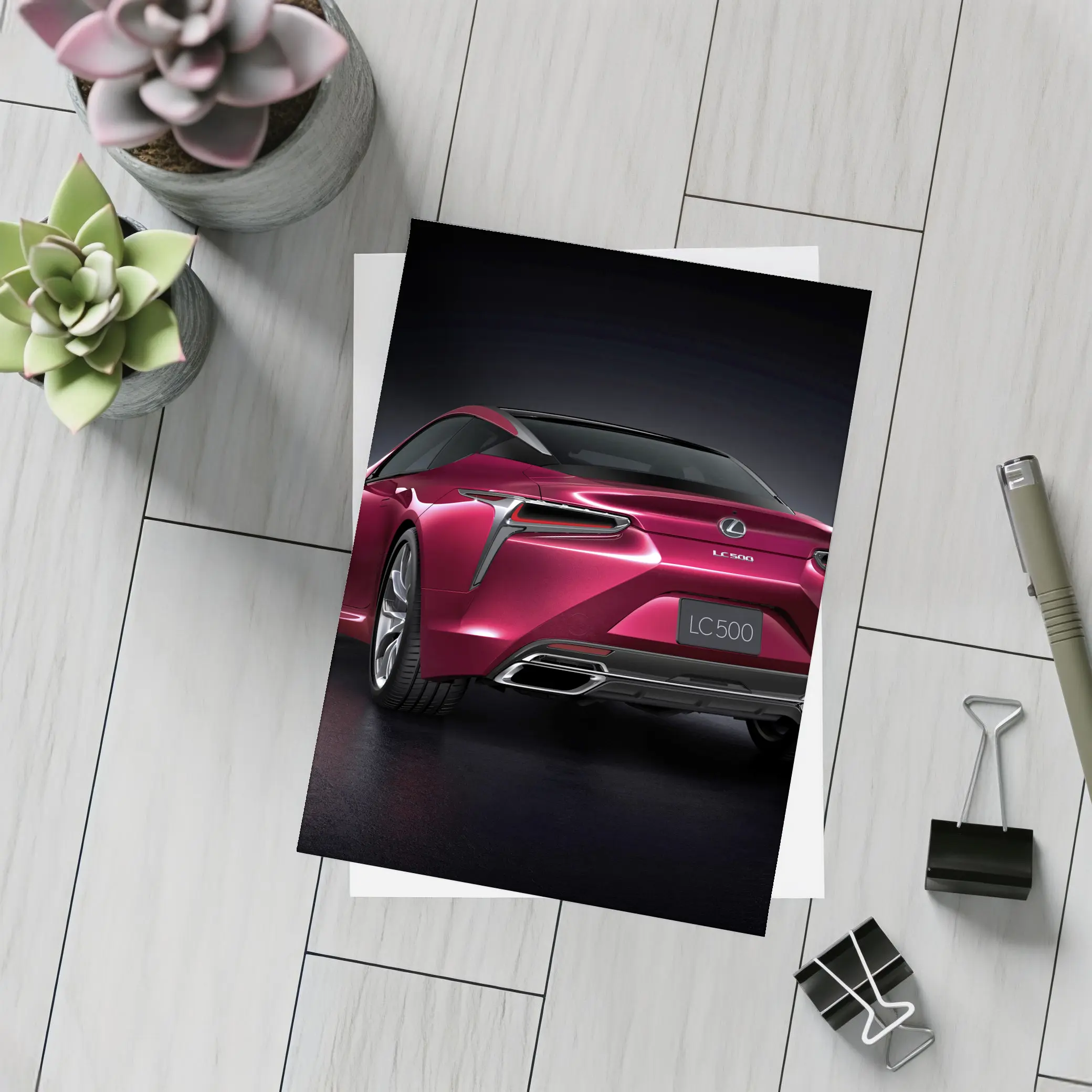 Lexus LC 500 Red Coupe Dark Background – Postcards