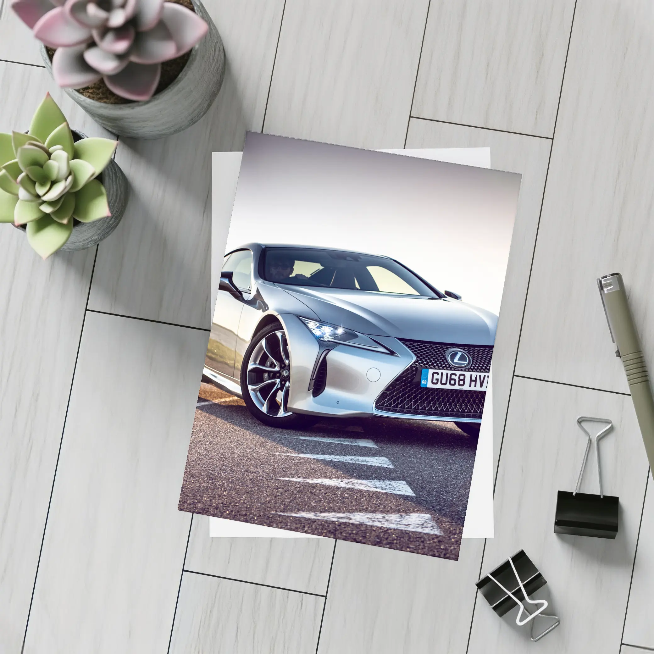 Lexus LC Silver Coupe On Track Road – Postcards