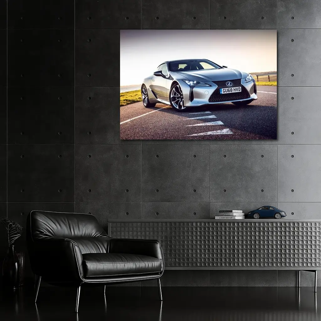 Lexus LC 500 Silver Coupe on Coastal Road – Wall Art