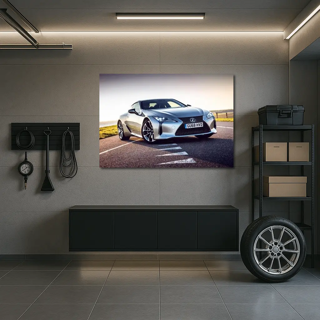 Lexus LC 500 Silver Coupe on Coastal Road – Wall Art