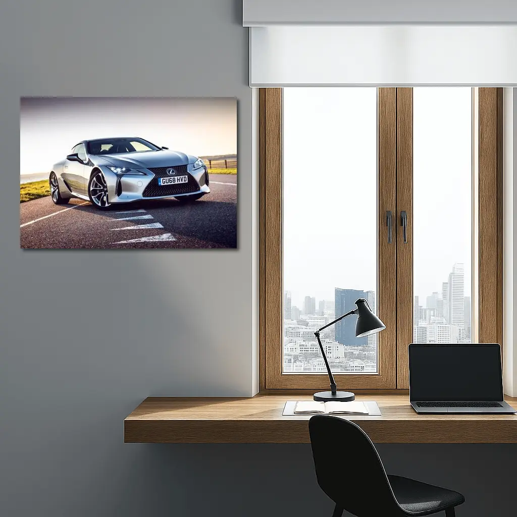 Lexus LC 500 Silver Coupe on Coastal Road – Wall Art