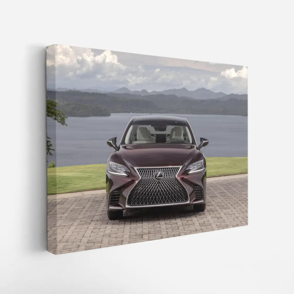 Lexus LS Front View Lake Mountains – Wall Art