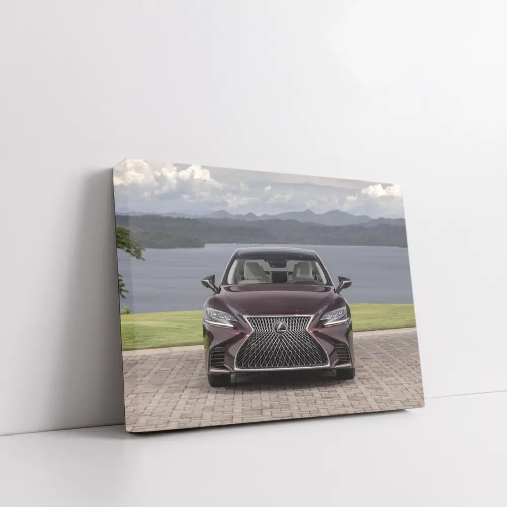 Lexus LS Front View Lake Mountains – Wall Art