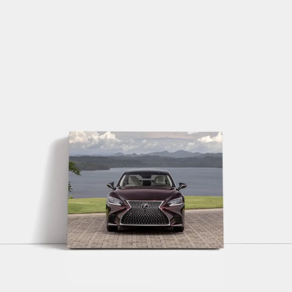 Lexus LS Front View Lake Mountains – Wall Art
