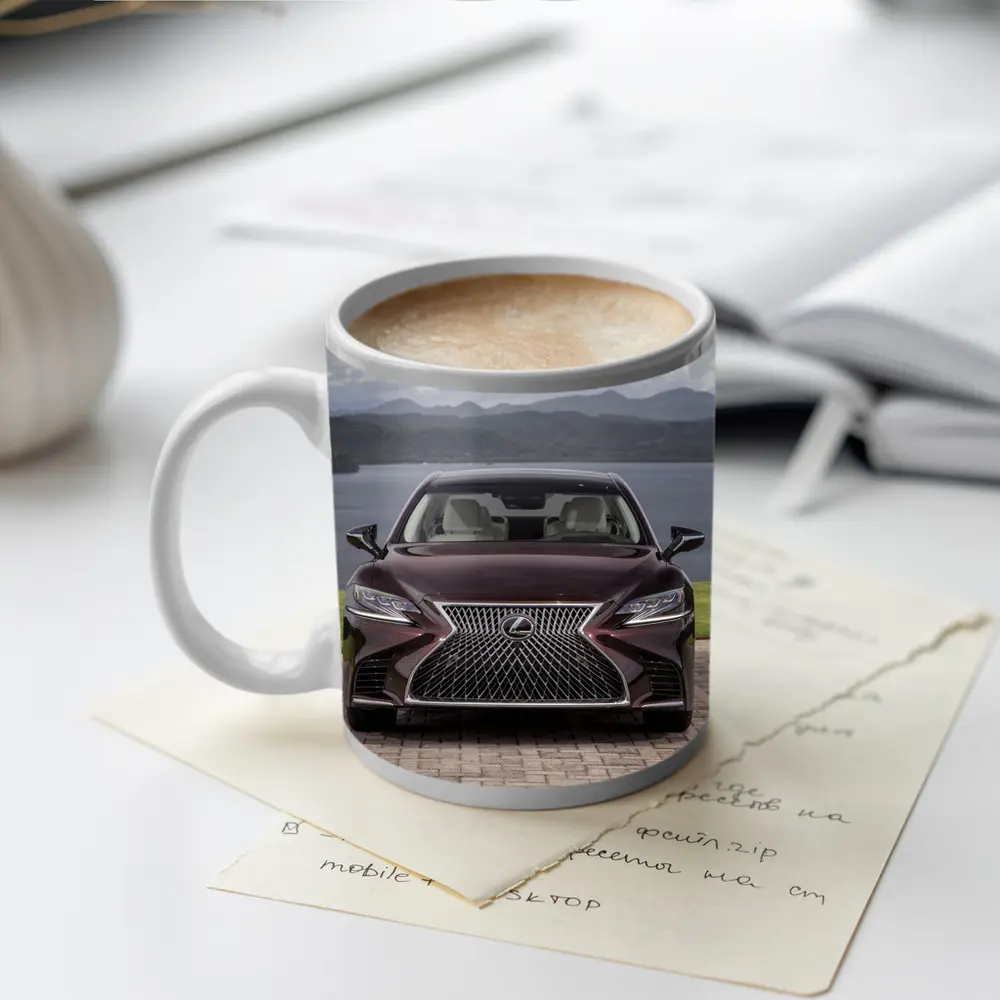 Lexus LS Front View Lake Mountains – Mugs