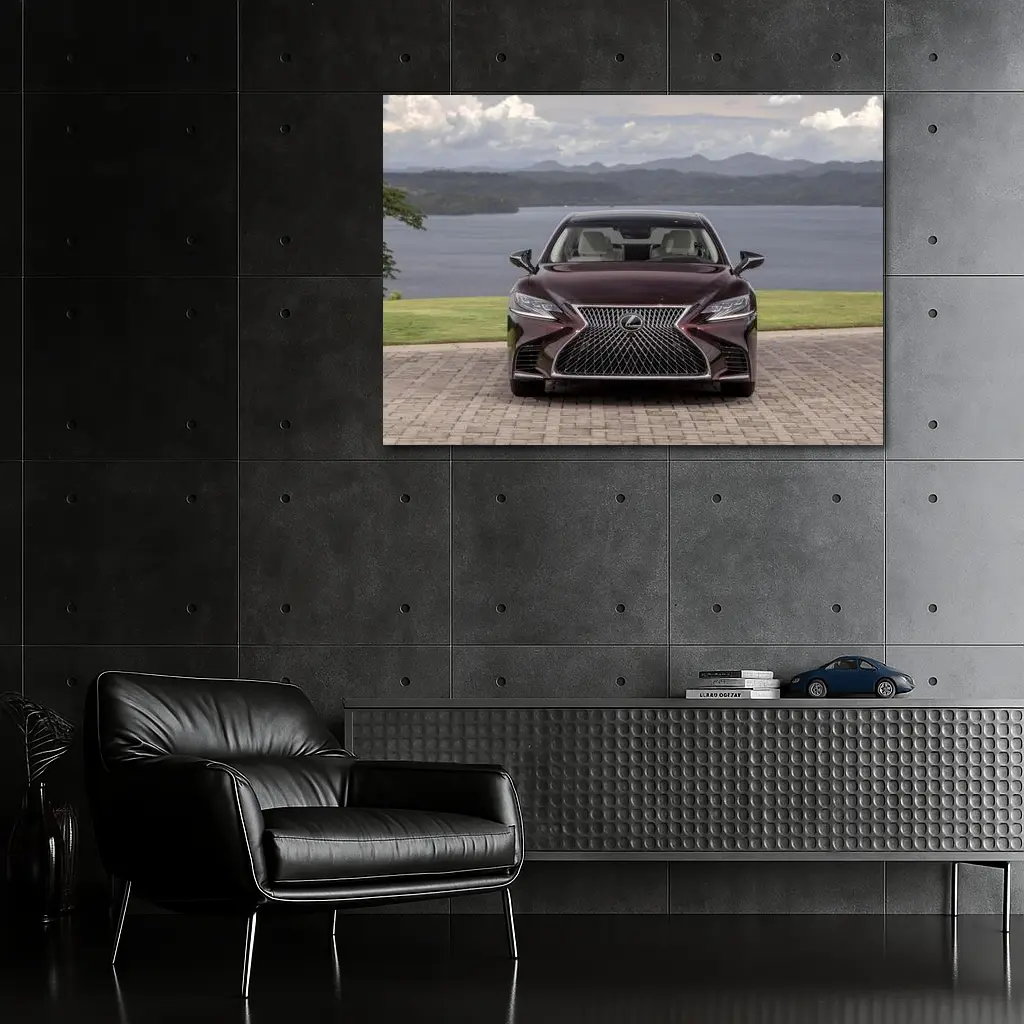 Lexus LS Front View Lake Mountains – Wall Art