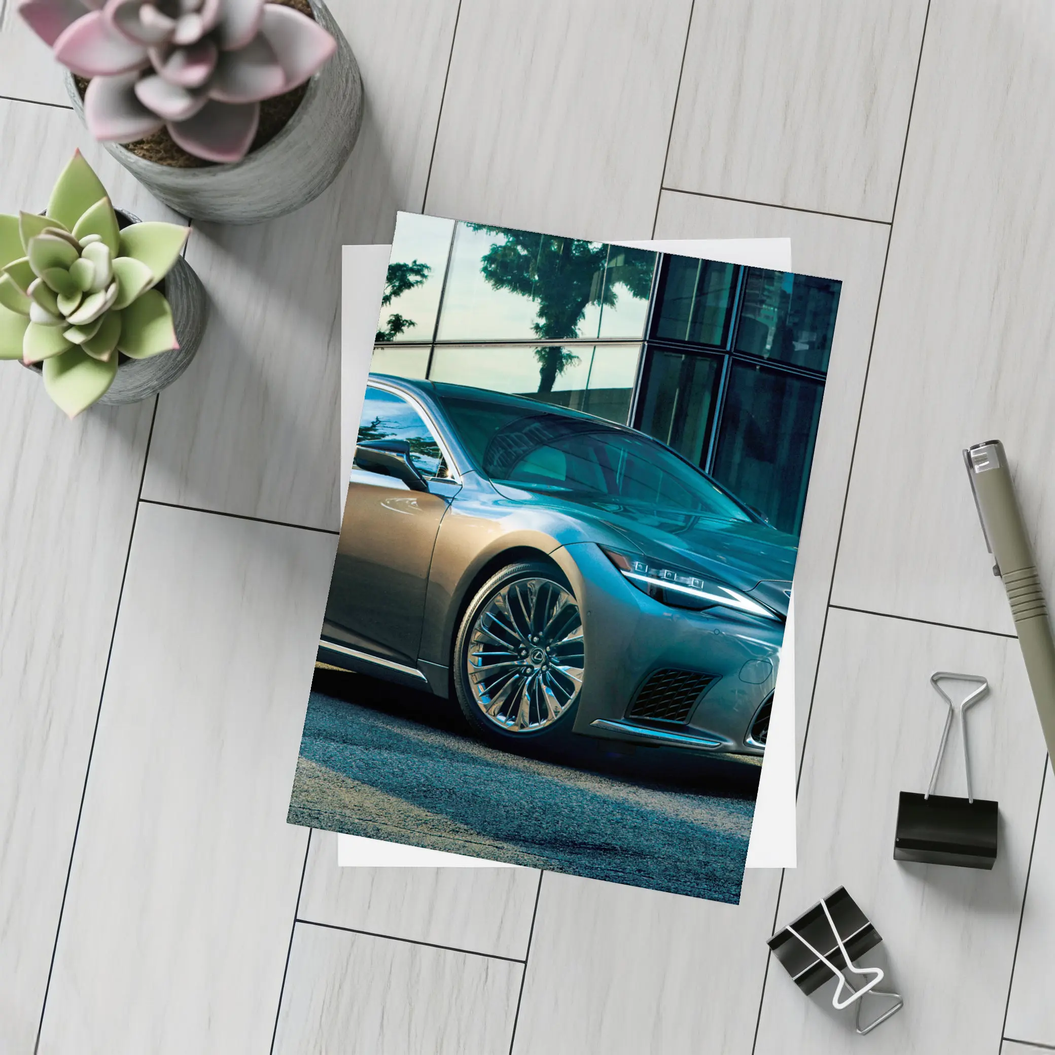 Lexus LS 500h Luxury Sedan Urban Setting – Postcards