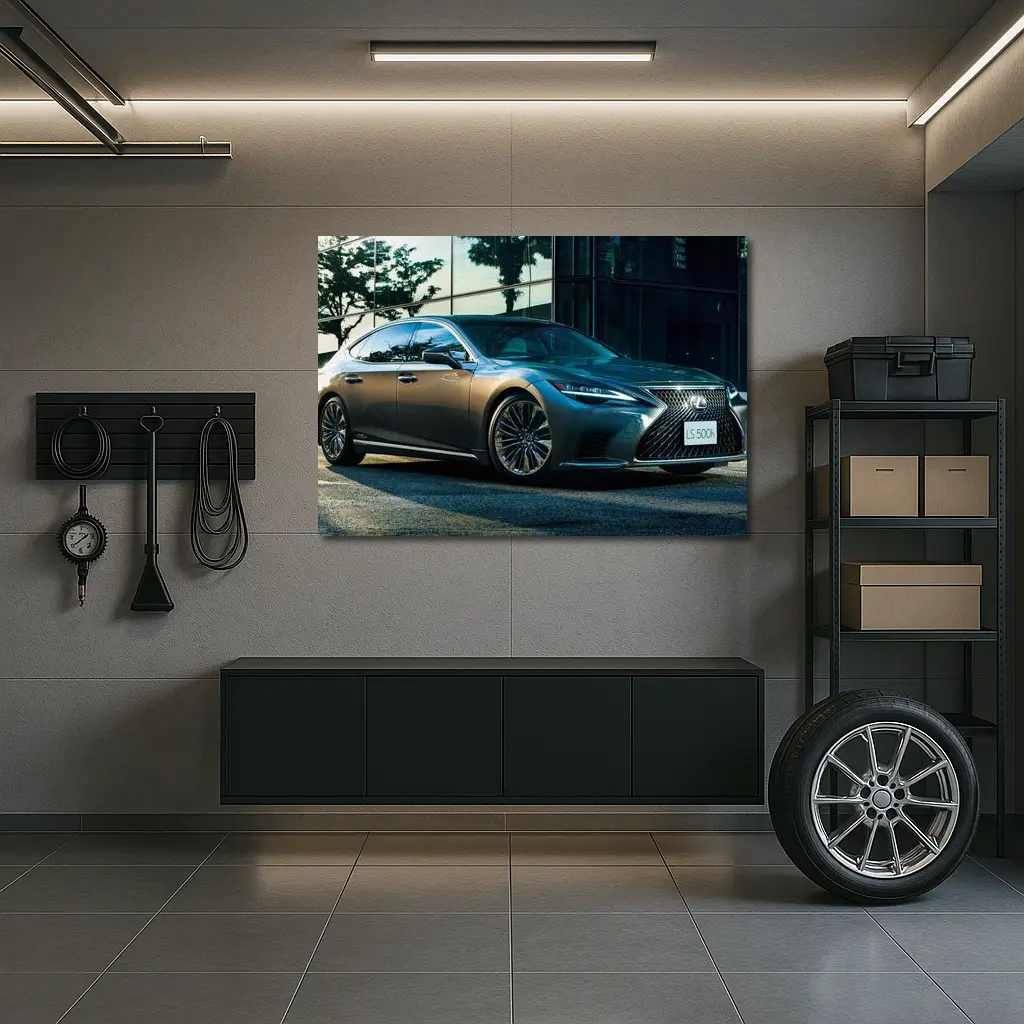 Lexus LS 500h XF50 Gray Luxury Sedan Urban Setting – Wall Art