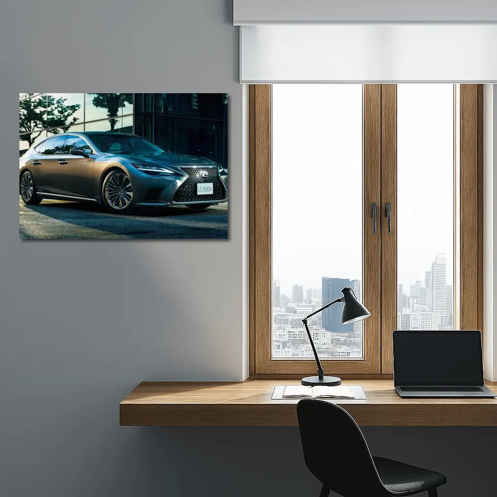 Lexus LS 500h XF50 Gray Luxury Sedan Urban Setting – Wall Art