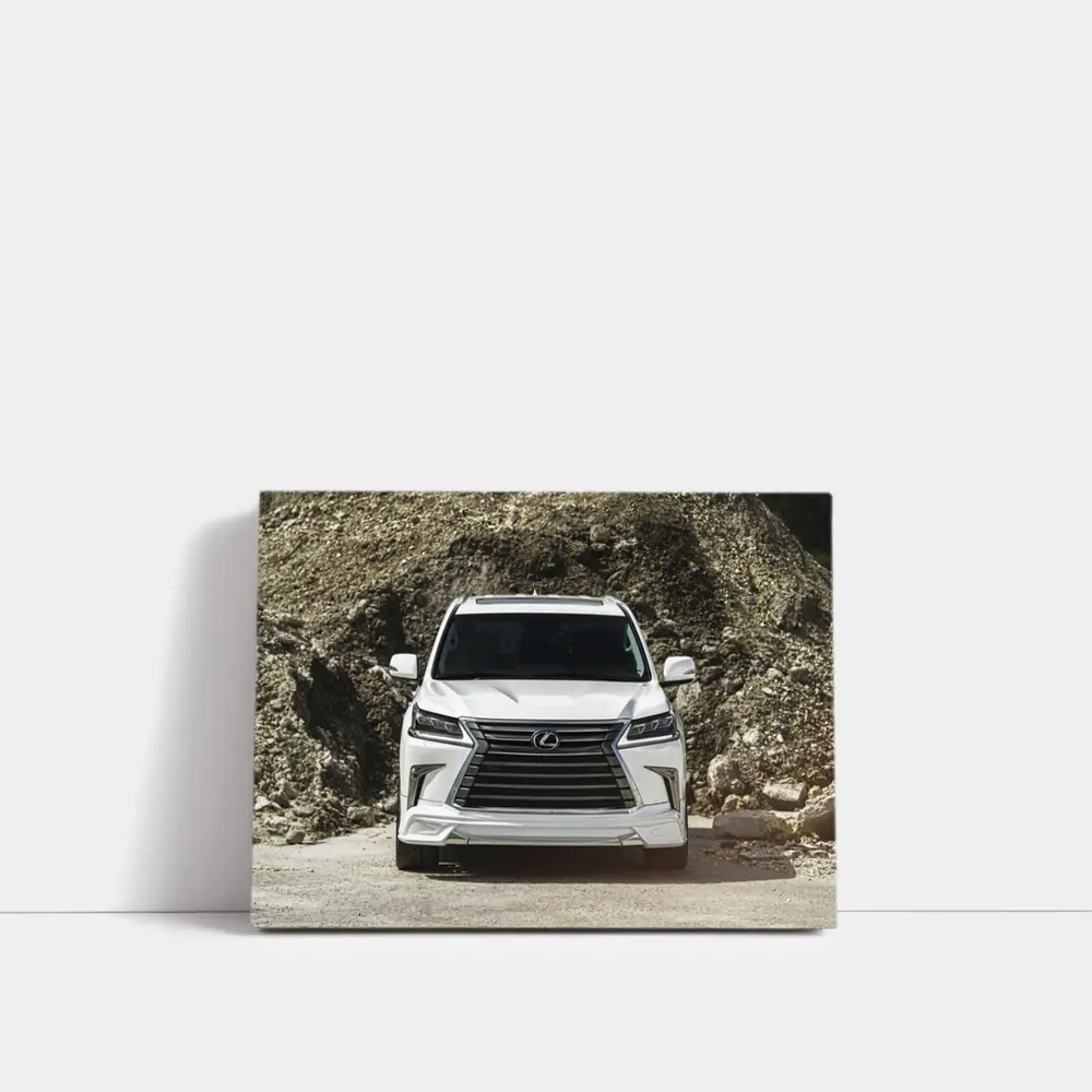 Lexus LX White SUV Rocky Terrain Front View – Wall Art