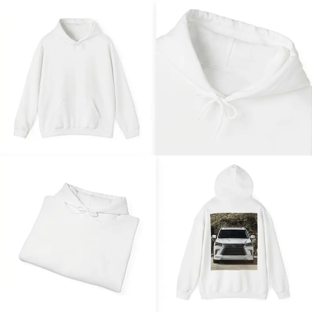 Lexus LX White SUV Rocky Terrain Front View – Hoodies