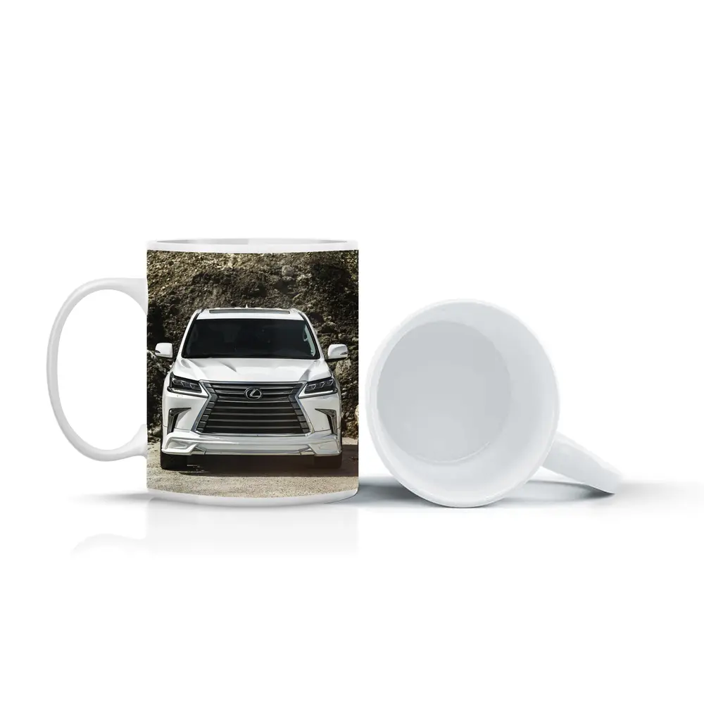 Lexus LX White SUV Rocky Terrain Front View – Mugs
