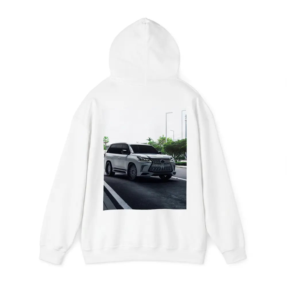 Lexus LX White Luxury SUV Urban Setting – Hoodies