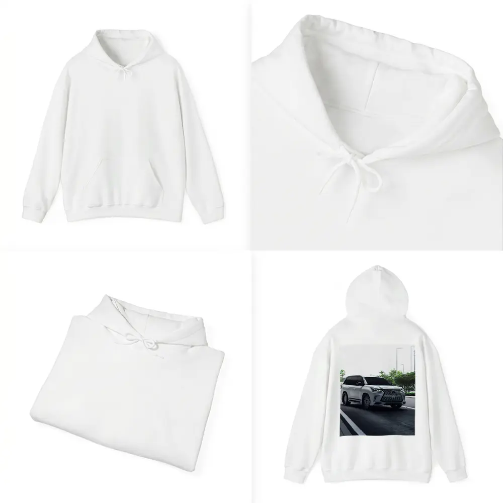 Lexus LX White Luxury SUV Urban Setting – Hoodies