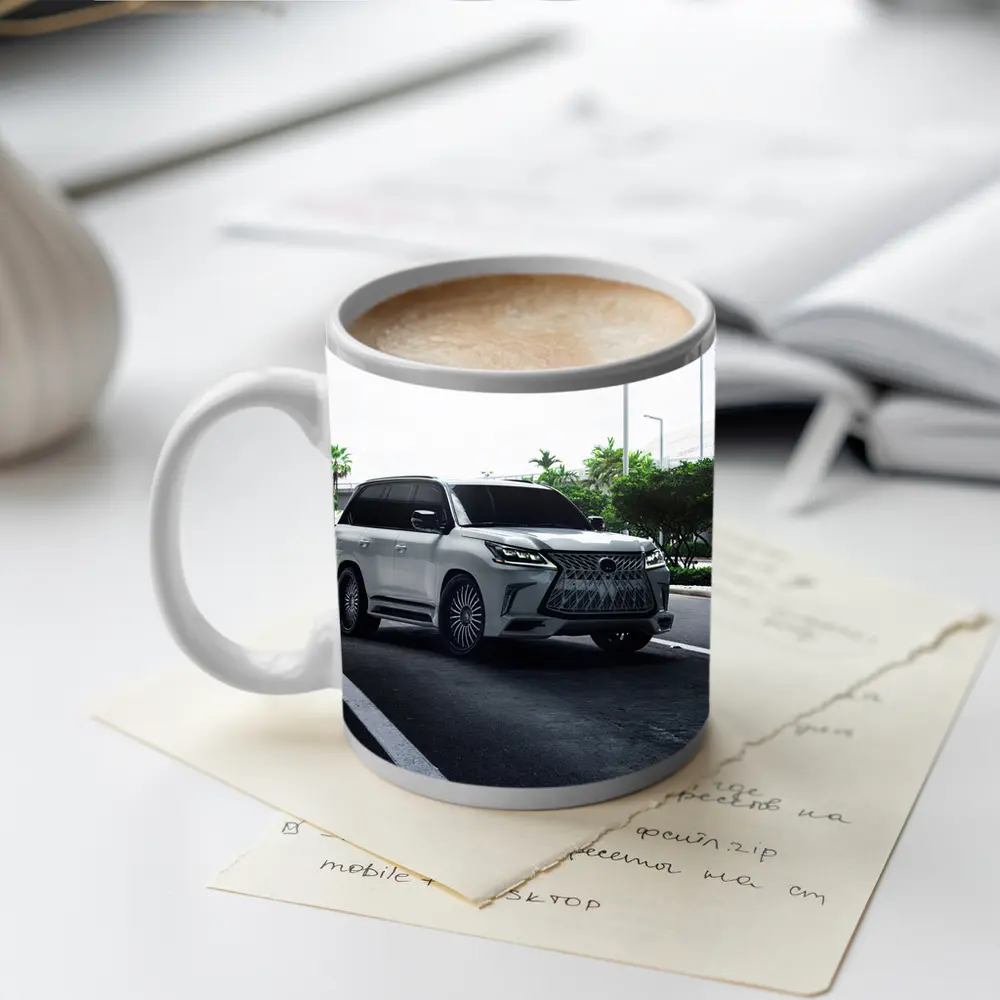 Lexus LX White Luxury SUV Urban Setting – Mugs
