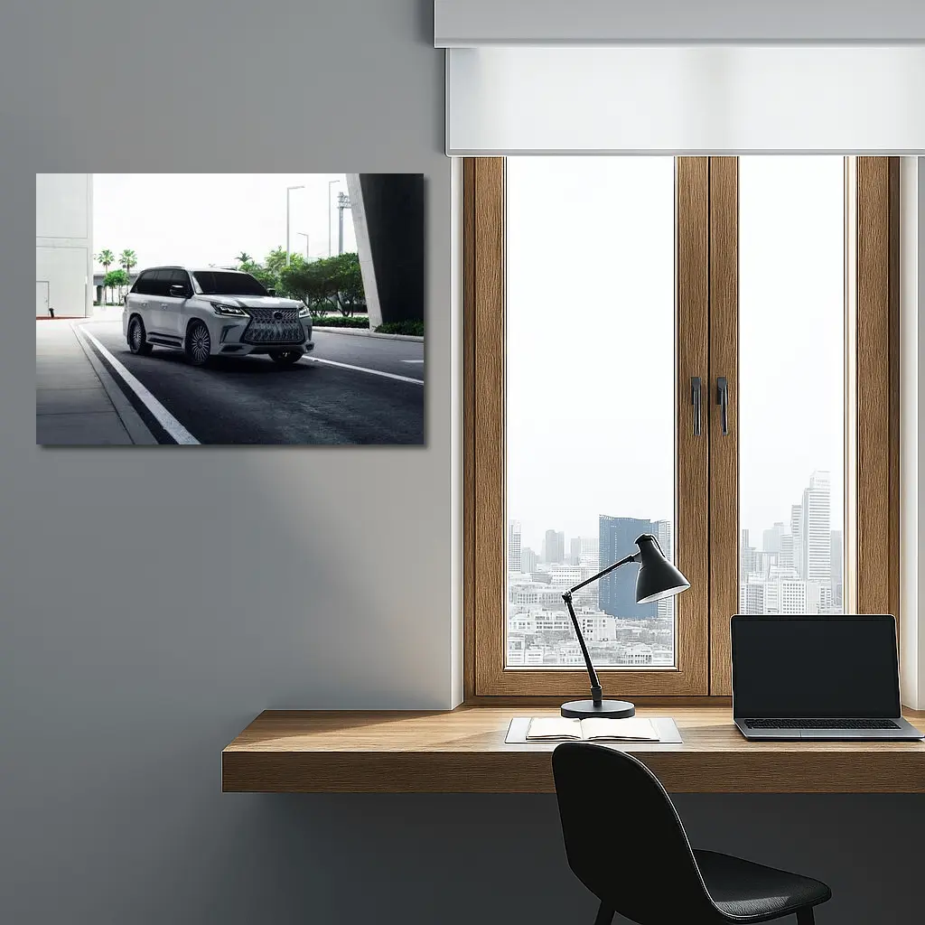 Lexus LX White Luxury SUV Urban Setting – Wall Art