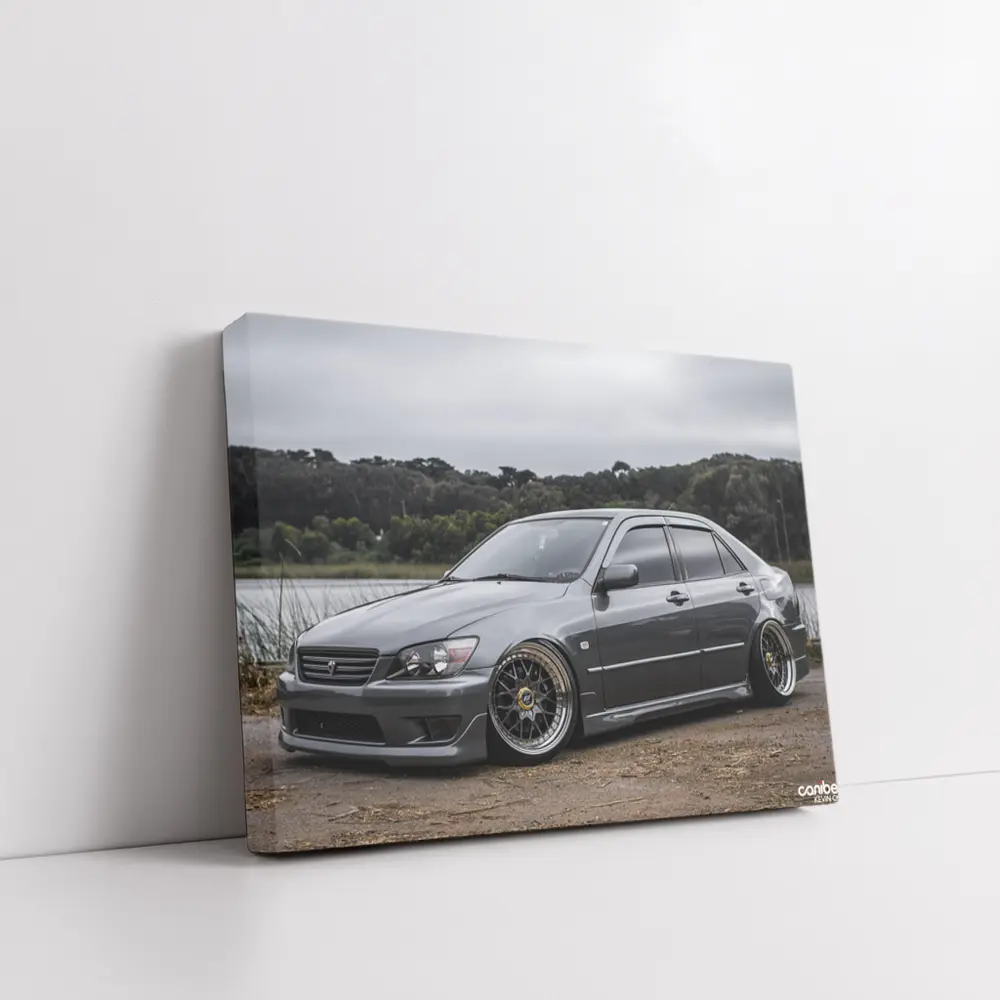 Lexus IS300 Slammed Gray Sedan Overcast Sky – Wall Art