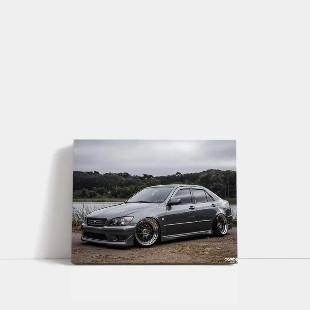 Lexus IS300 Slammed Gray Sedan Overcast Sky – Wall Art