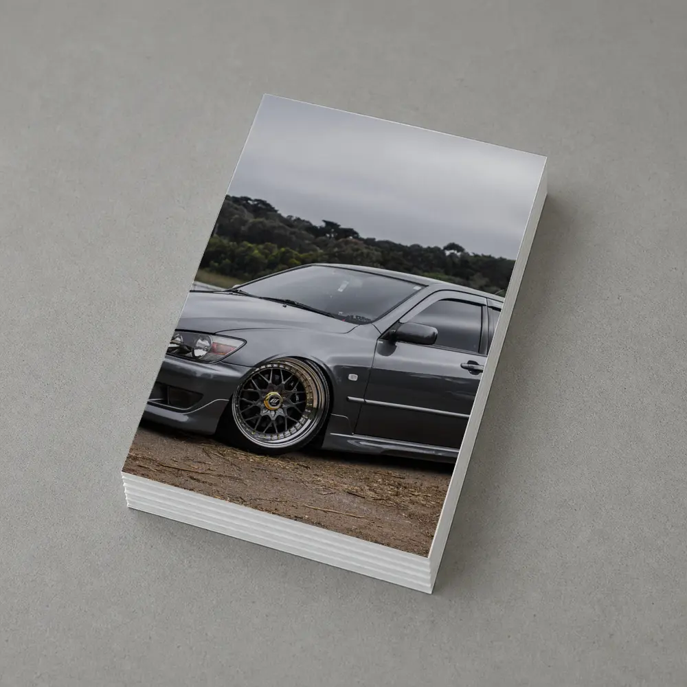 Lexus IS300 Slammed Gray Sedan Overcast Sky – Postcards