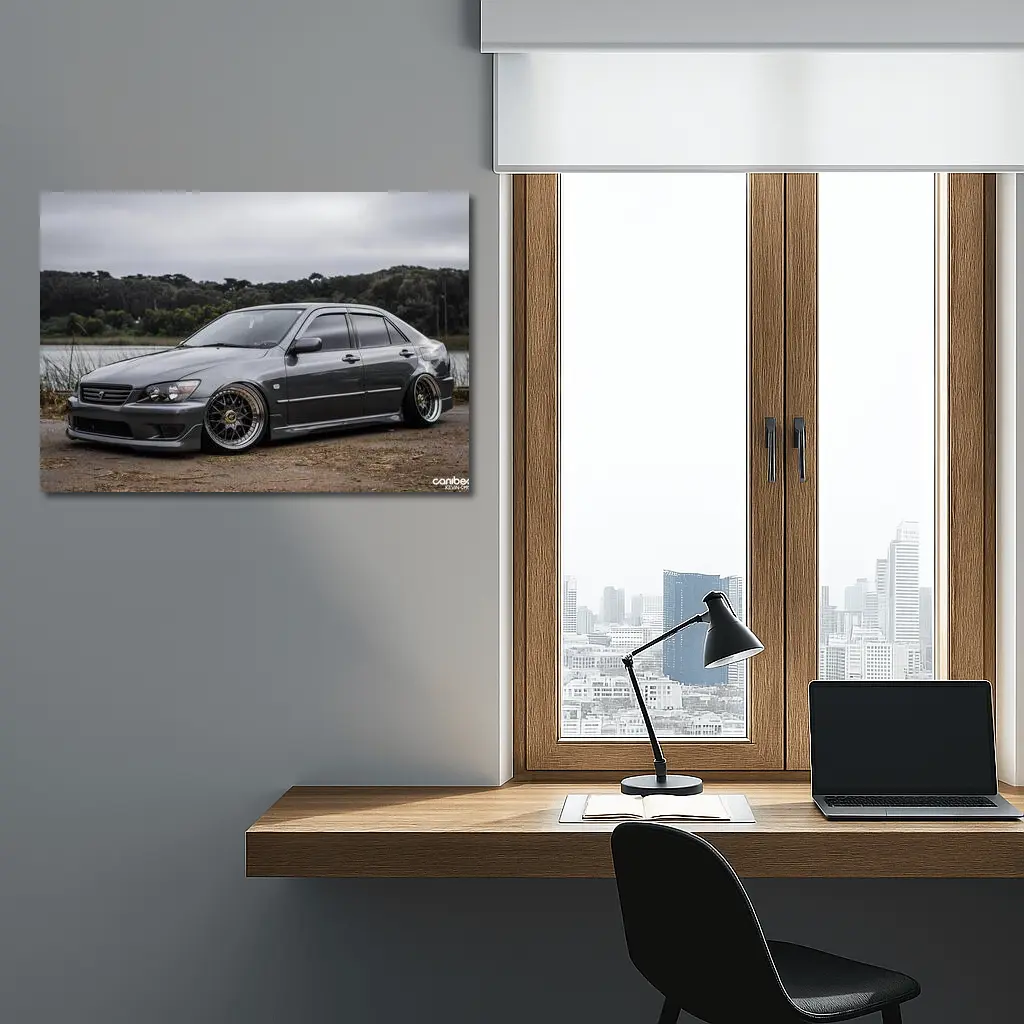 Lexus IS300 Slammed Gray Sedan Overcast Sky – Wall Art