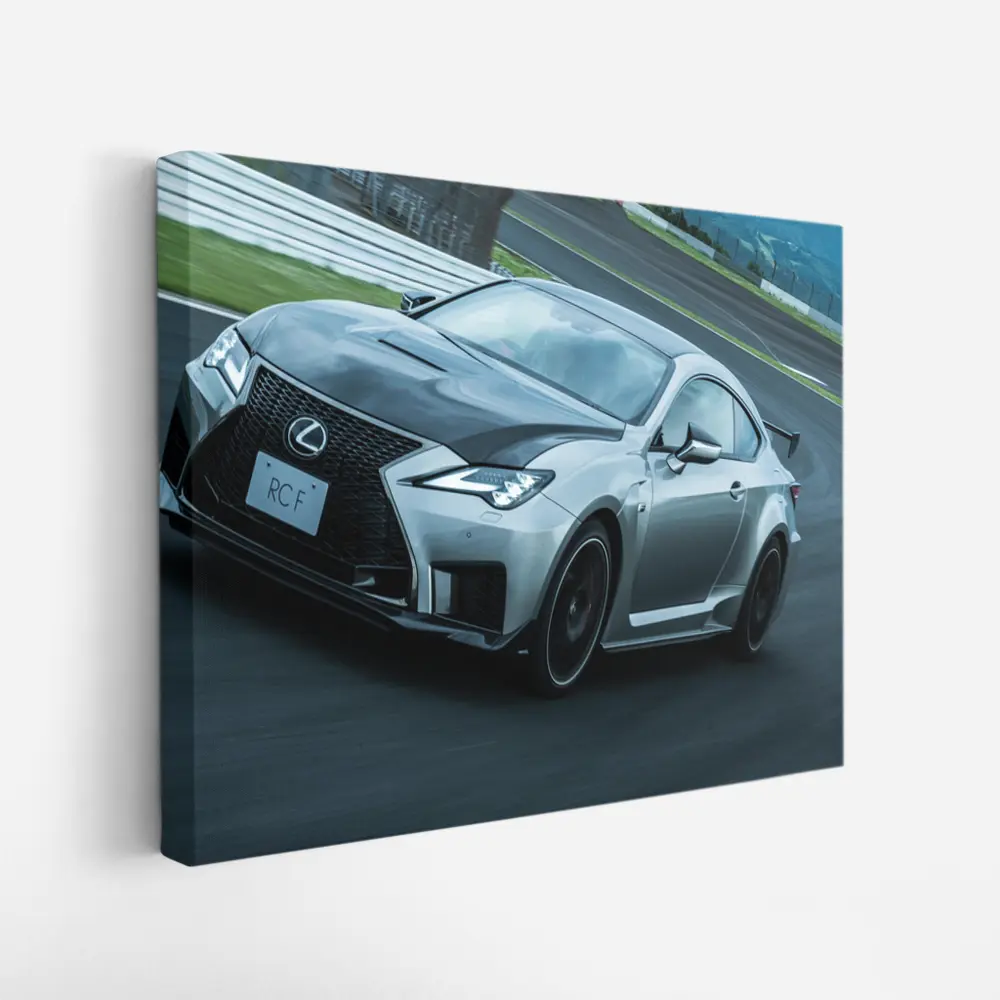Lexus RC F on Racing Track Silver – Wall Art