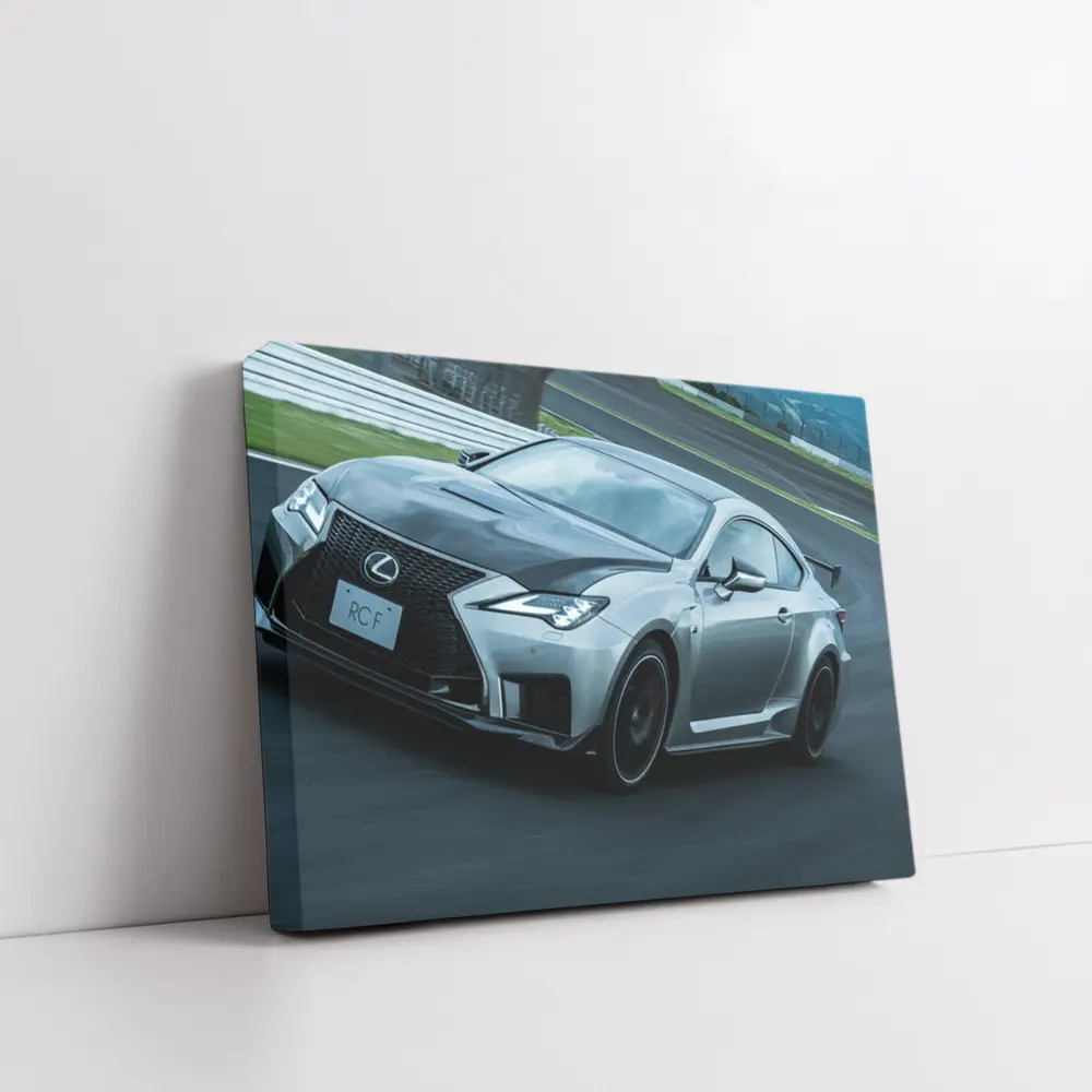 Lexus RC F on Racing Track Silver – Wall Art