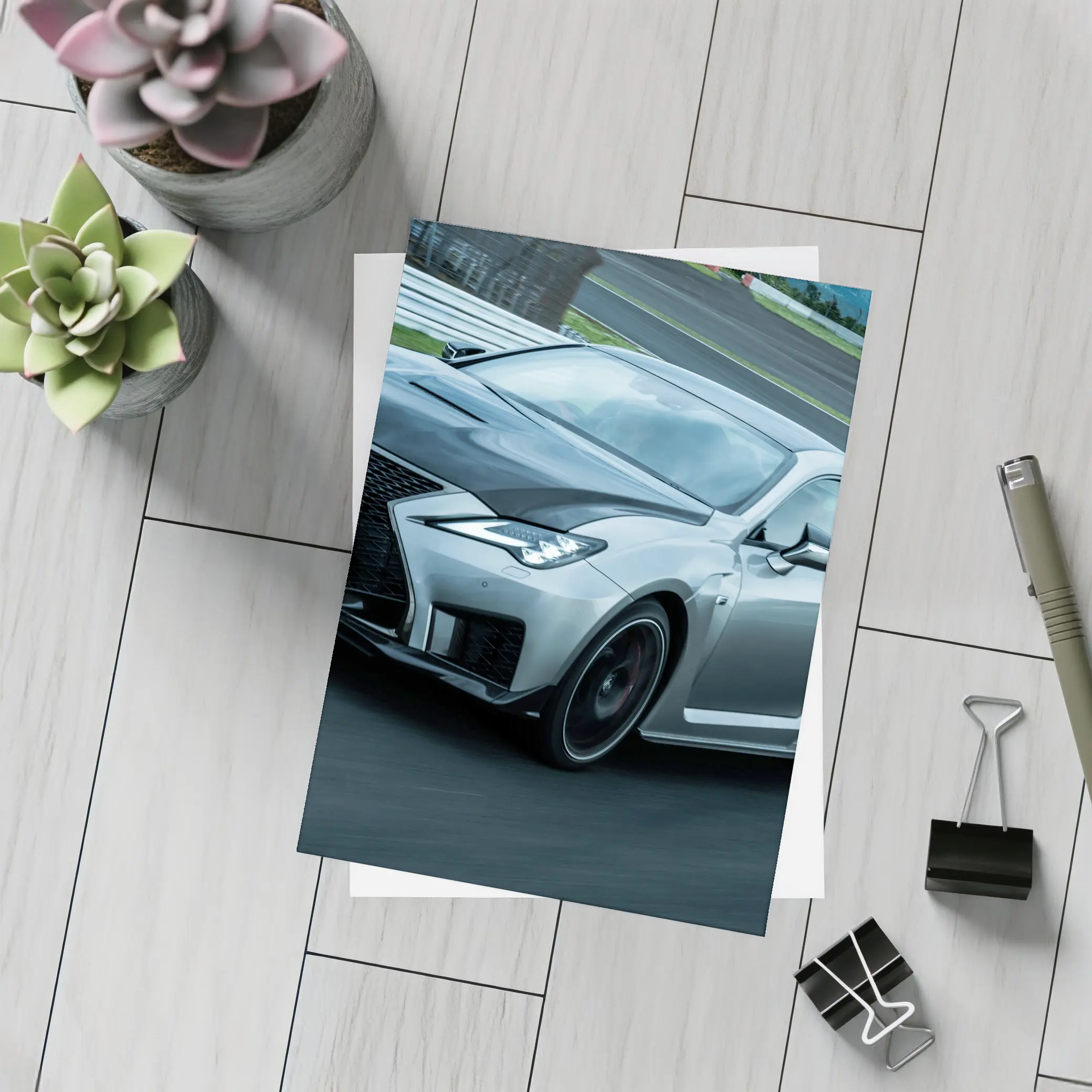 Lexus RC F on Racing Track Silver – Postcards