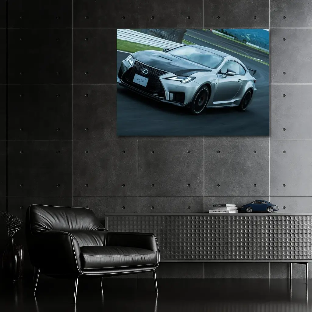 Lexus RC F on Racing Track Silver – Wall Art