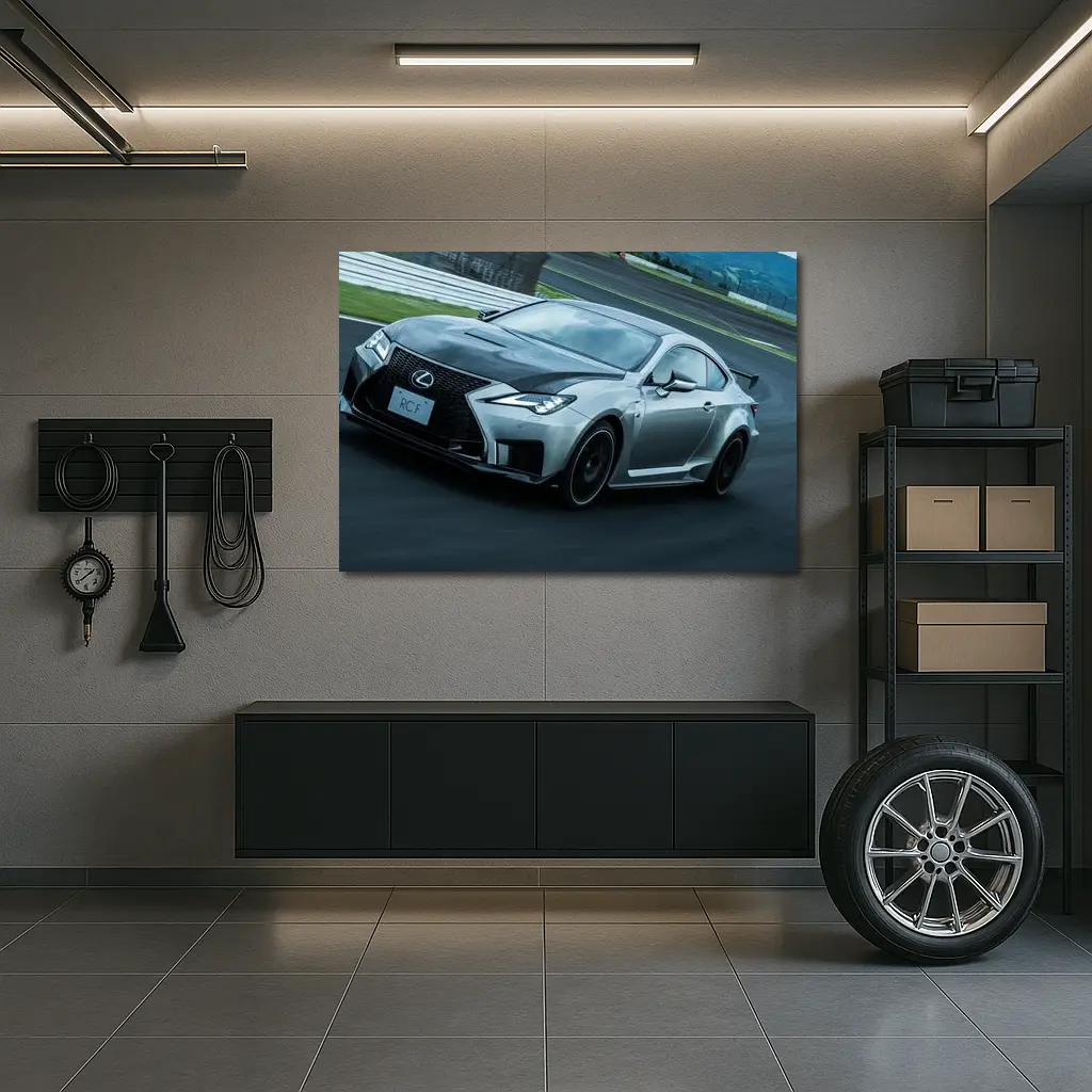 Lexus RC F on Racing Track Silver – Wall Art