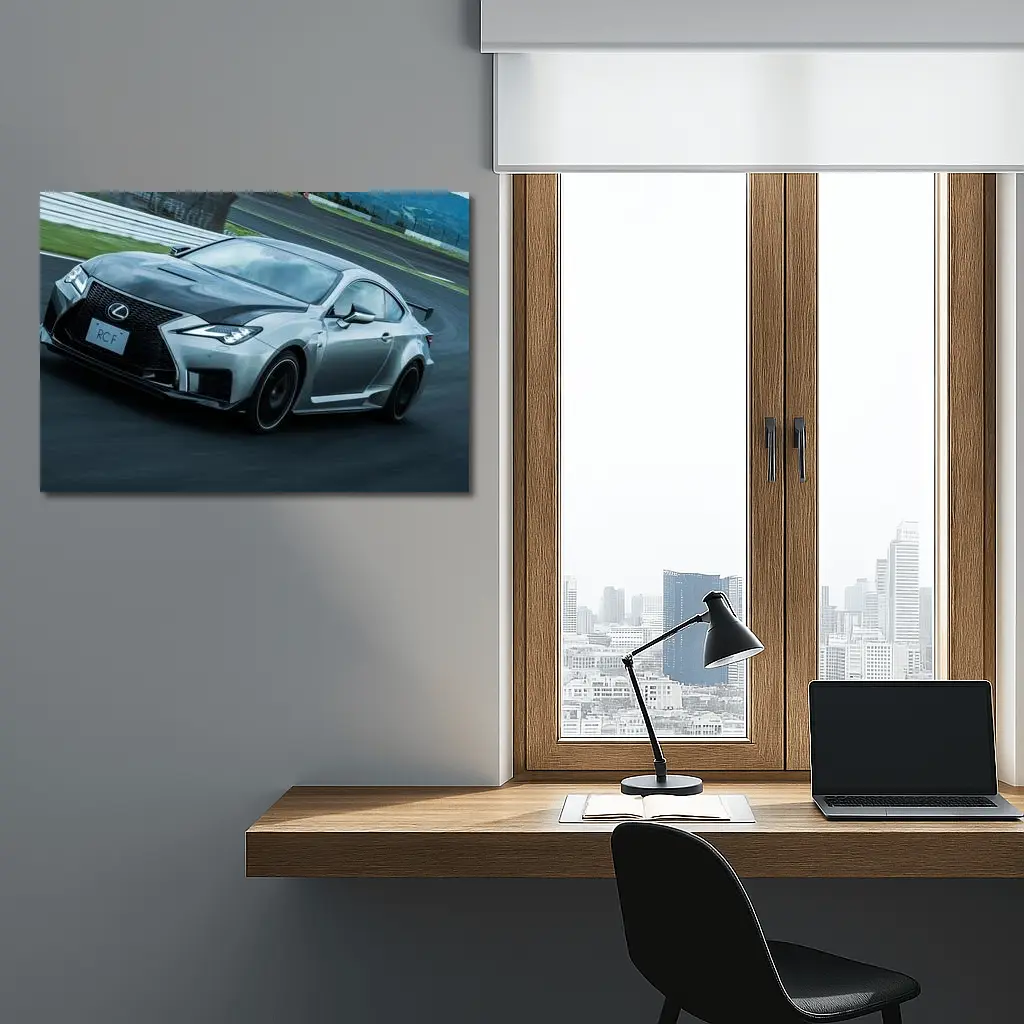 Lexus RC F on Racing Track Silver – Wall Art