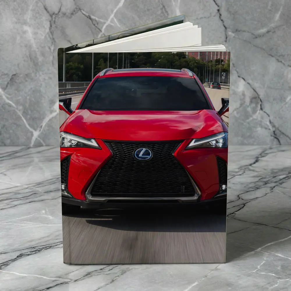 Lexus UX Red SUV On Urban Highway – Notebooks