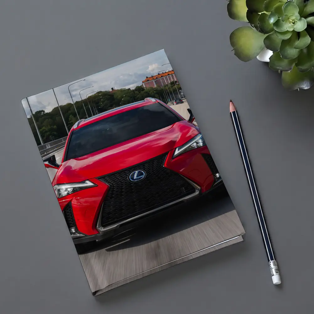 Lexus UX Red SUV On Urban Highway – Notebooks