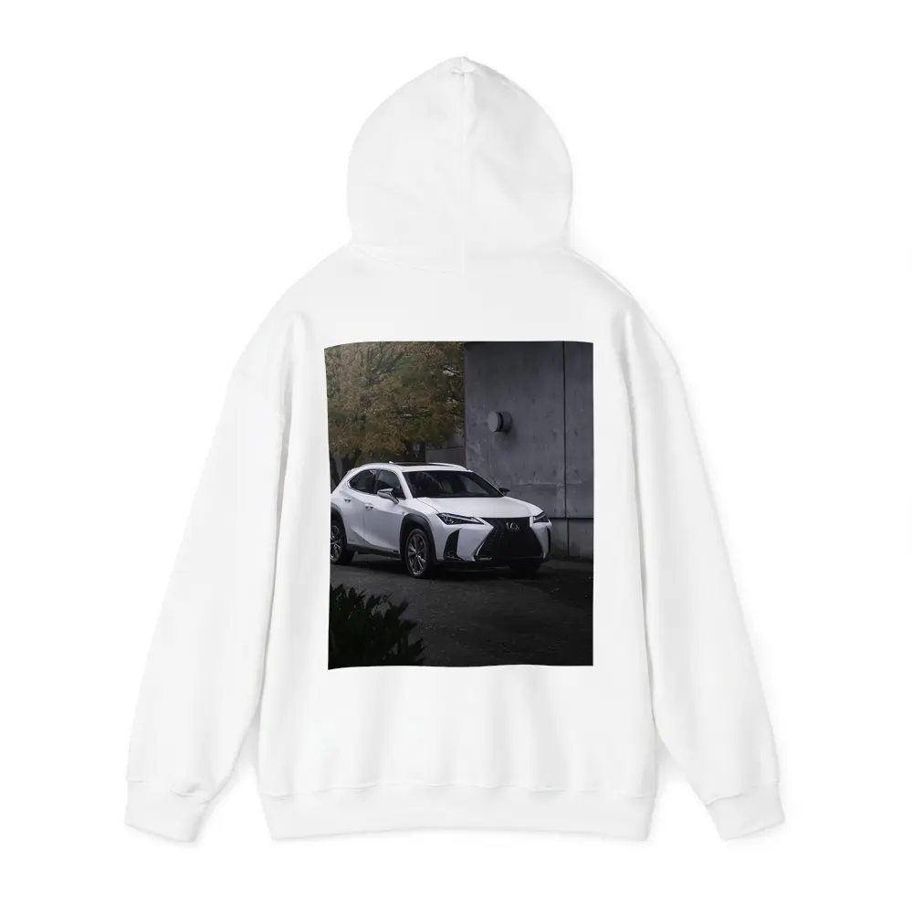Lexus UX White SUV Urban Concrete Setting – Hoodies