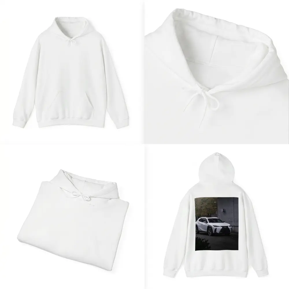 Lexus UX White SUV Urban Concrete Setting – Hoodies