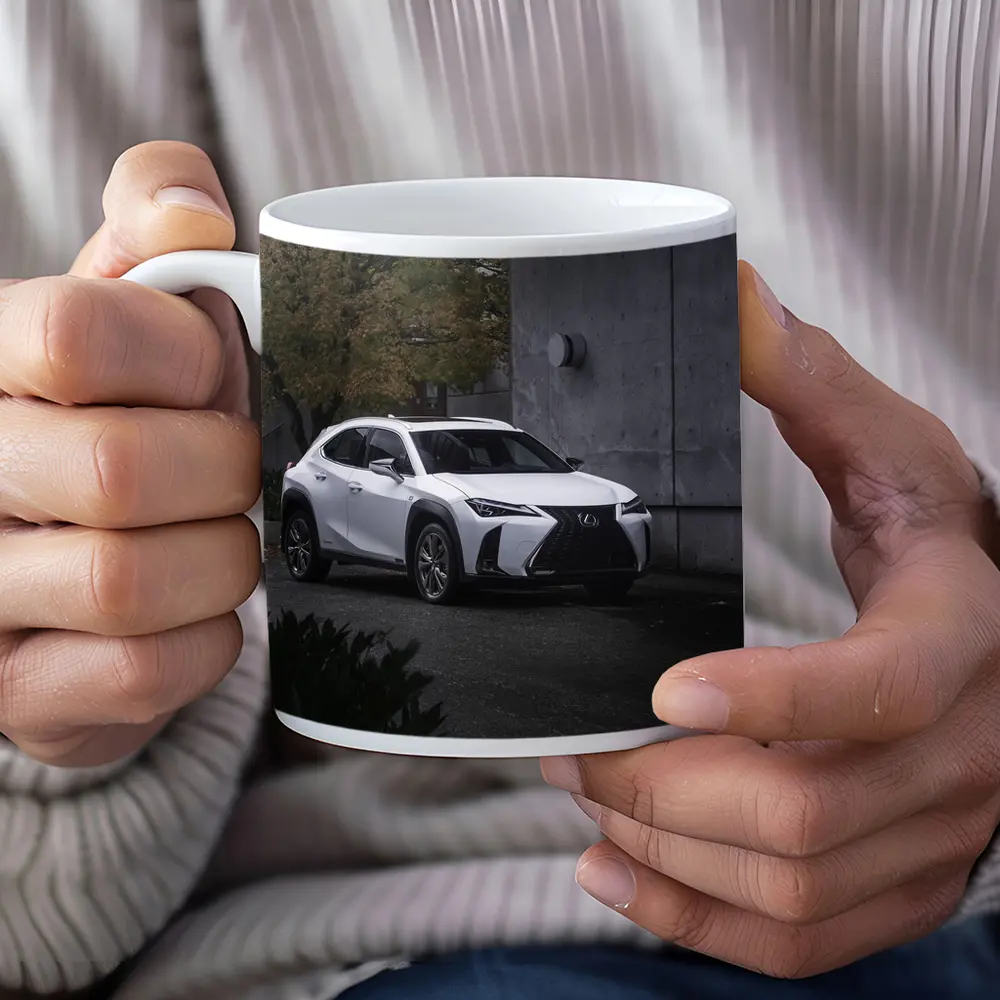 Lexus UX White SUV Urban Concrete Setting – Mugs