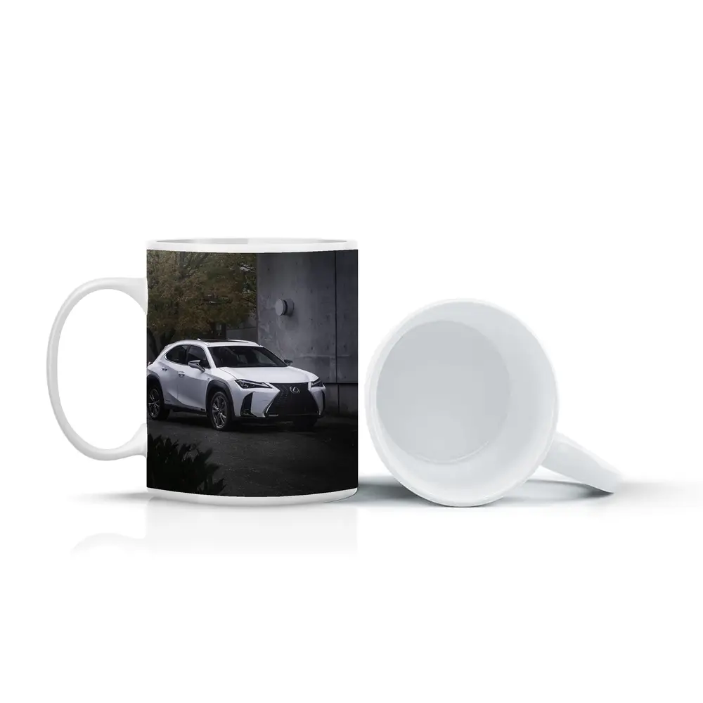 Lexus UX White SUV Urban Concrete Setting – Mugs