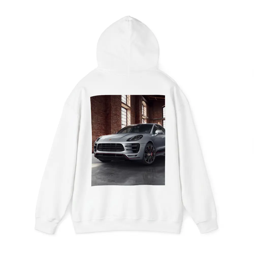 Porsche Macan Turbo Silver Industrial Garage – Hoodies