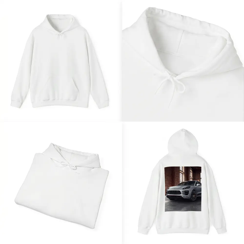 Porsche Macan Turbo Silver Industrial Garage – Hoodies