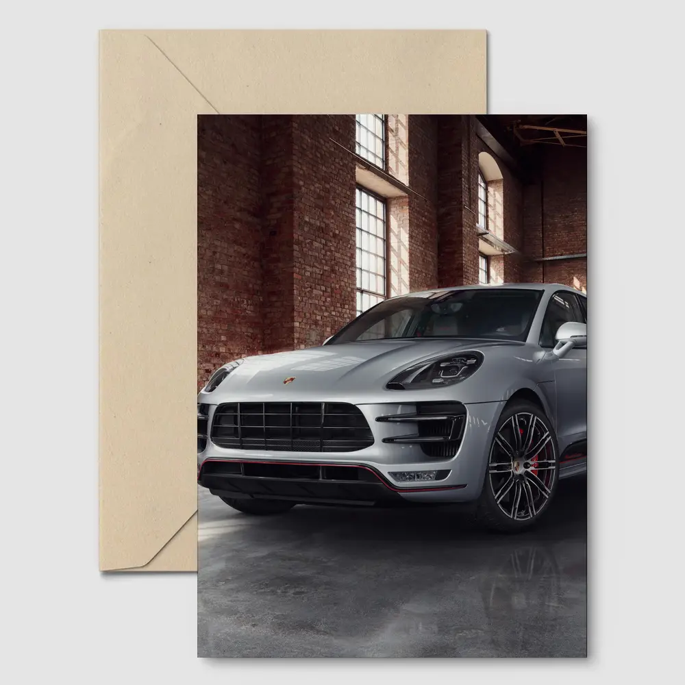 Porsche Macan Turbo Silver Industrial Garage – Postcards