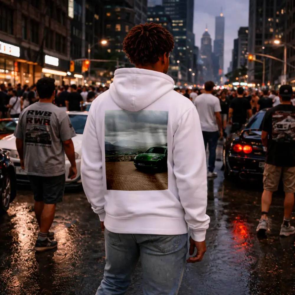 Porsche Macan Turbo Green Mountain Valley View – Hoodies