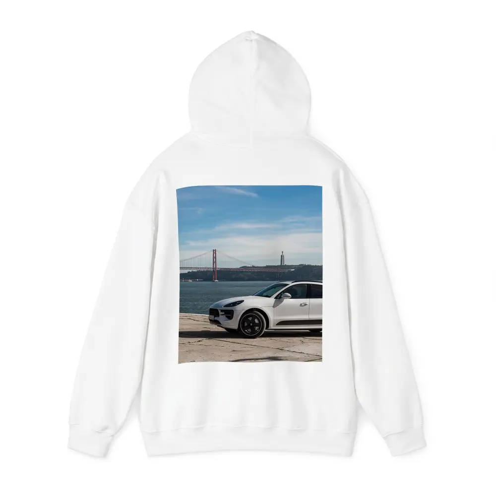 Porsche Macan White SUV Lisbon Bridge – Hoodies