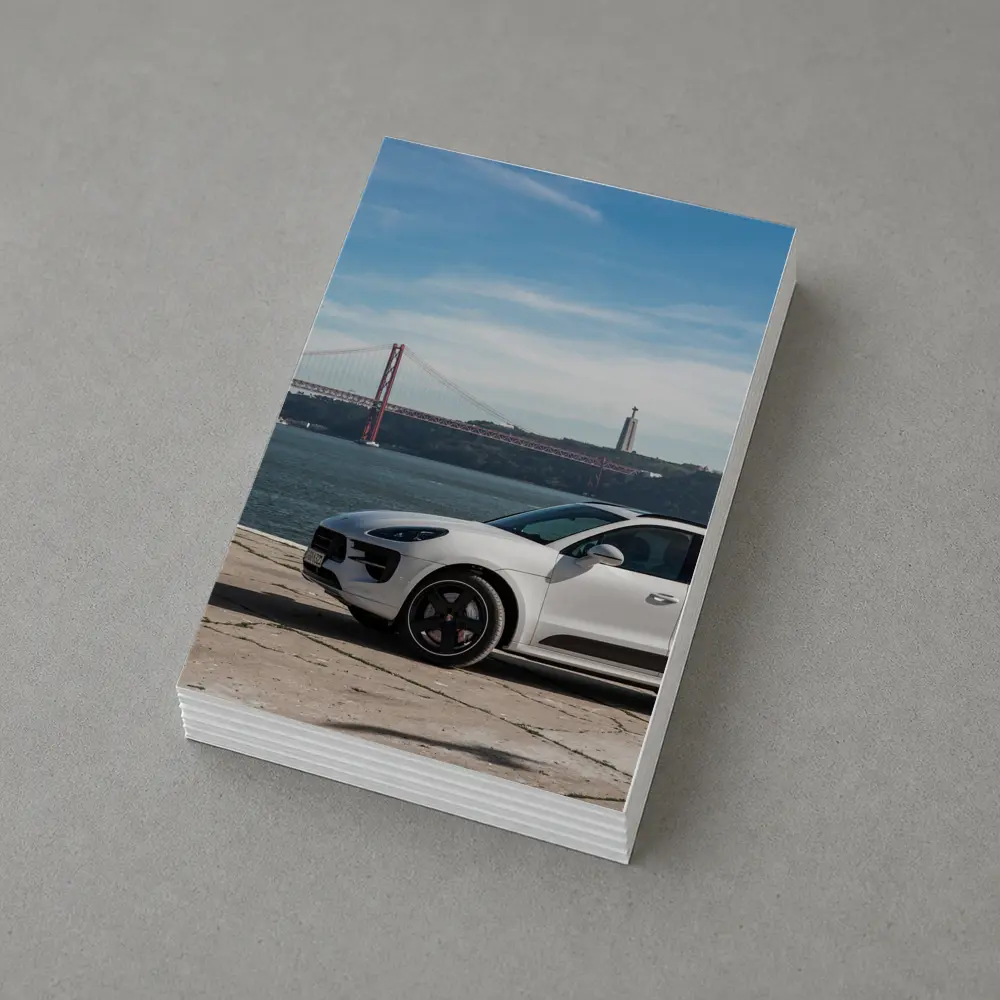 Porsche Macan White SUV Lisbon Bridge – Postcards